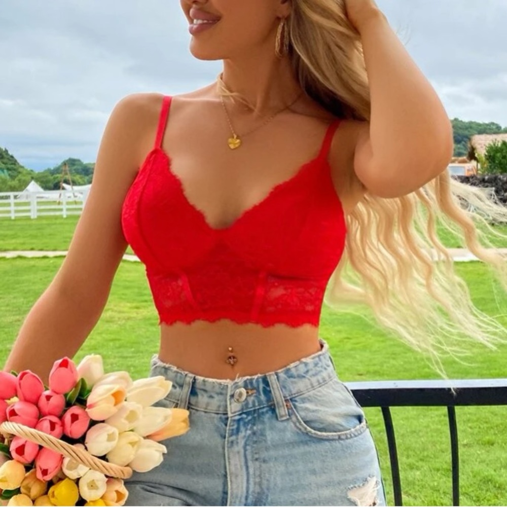 Red lace corset top
